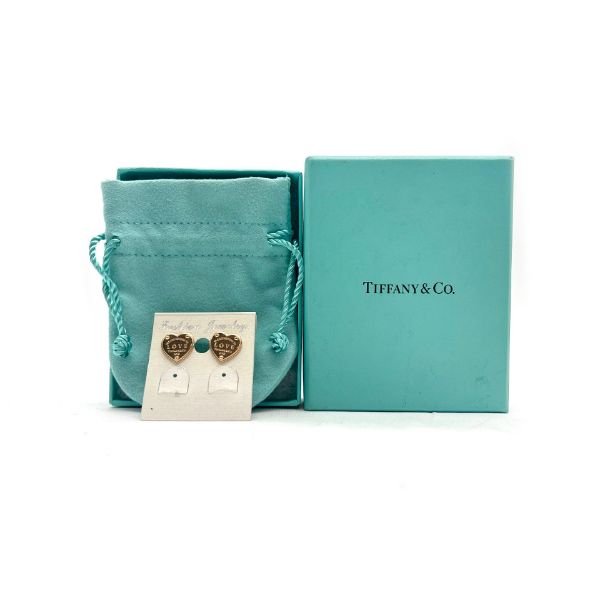 圖片 【哈極品】二手品《Tiffany 750黃K LOVE愛心耳針/耳環》