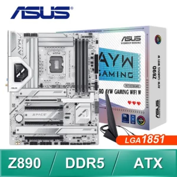 圖片 華碩 Z890 AYW GAMING WIFI W(ATX/LAN 2.5Gb+無線/註五年/白色)12+1+2相