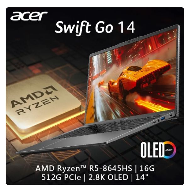 圖片 ACER 宏碁Swift GO 14吋 AI OLED筆電灰色(R5-8645HS/16GB/512GB/WIN11/SFG14-63-R90F)🎈送保護套/滑鼠墊/鍵盤膜🎈