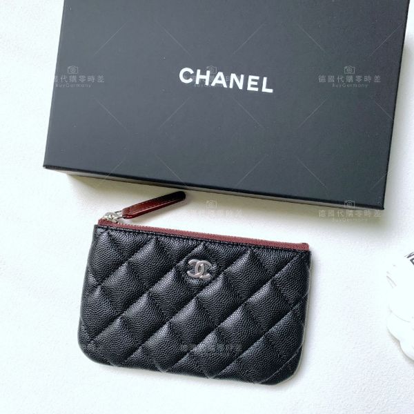 圖片 Chanel 黑牛銀一字拉鍊零錢包