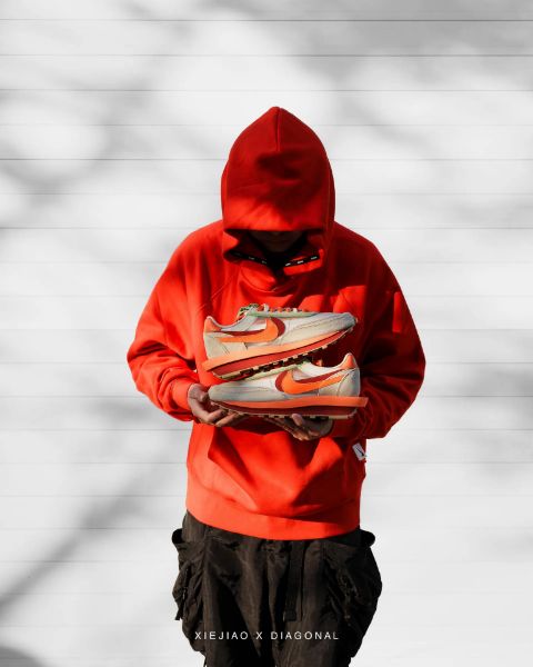 圖片 鞋教 預購 CLOT × SACAI × Nike LDWaffle "Orange Blaze" 陳冠希 凝結 死亡之吻 三方聯名 橘紅 解構 DH1347-100