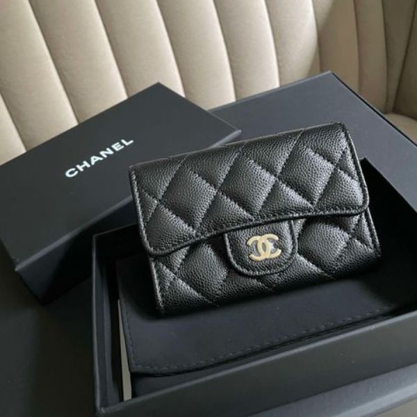 圖片 Chanel 24a黑金荔枝新款卡包