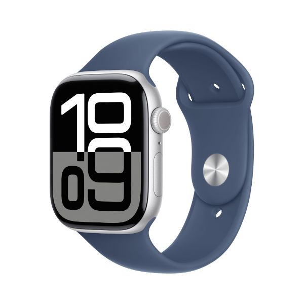 圖片 APPLE-WATCH S10 GPS 46MM(MWWL3TA/A)S/M銀鋁/丹寧運動