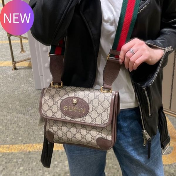 圖片 Gucci 501050 GG Supreme 老虎浮雕小款雙層包