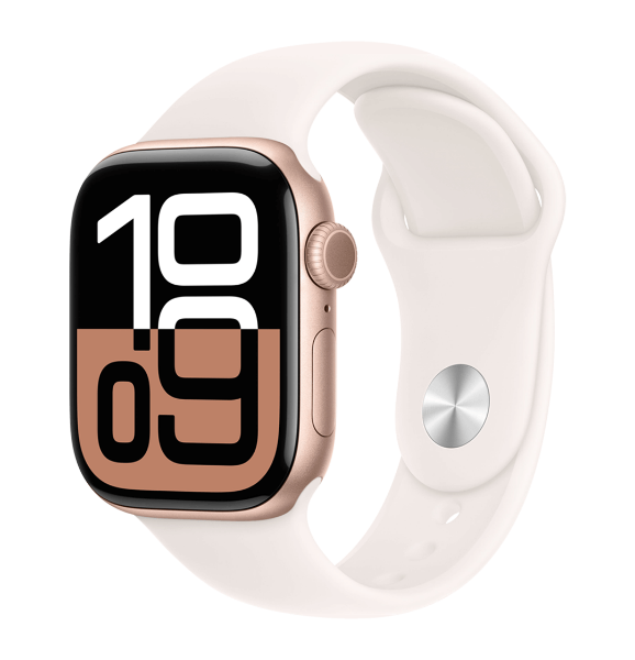 圖片 Apple Watch S10 GPS 42mm 鋁玫瑰金/淡胭粉運動型錶帶