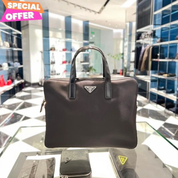 圖片 "限時降價"-Prada 2VE368 尼龍及Saffiano 皮革公事包 附肩帶 黑色