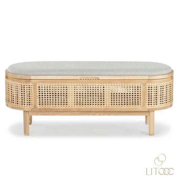 圖片 【LITOOC設計品牌】 ANKHARA 編藤美國白橡木儲物凳 (穿鞋椅/置物椅) 歐洲品質 非陸製淘寶家具保證 