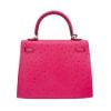 圖片 Hermes 展示品 Kelly 25 鴕鳥皮銀釦手提肩背包(糖果粉)