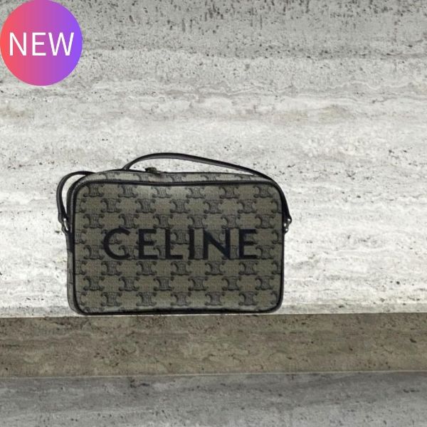 圖片 Celine 194502 Triomphe 凱旋門印花帆布中號信使郵差包 米色《當季專櫃正售★全新商品 》