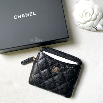 圖片 Chanel 黑牛金吐司ㄇ字拉鍊零錢包 📝預購