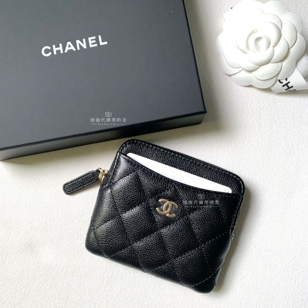 圖片 Chanel 黑牛金吐司ㄇ字拉鍊零錢包 📝預購