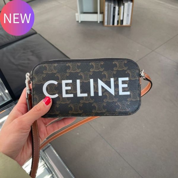 圖片 Celine 10L272 印花標誌凱旋門印花帆布迷你相機包 黃褐色《當季專櫃正售★全新商品 》