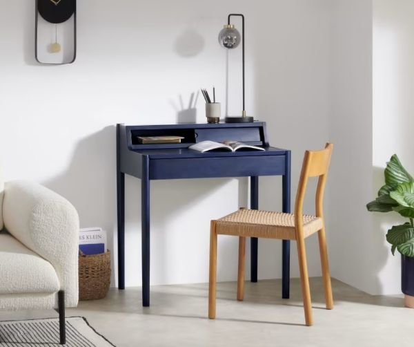 圖片 【LITOOC設計品牌】LEONIE北歐風桌面可延伸書桌(橡木書桌/辦工桌/電腦桌) 午夜藍 歐洲品質 非陸製淘寶家具保證