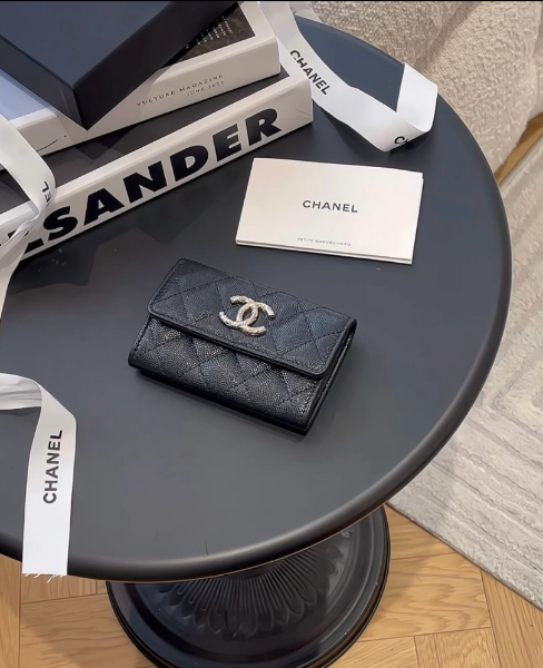圖片 【CHANEL】荔枝紋零錢卡包 黑色