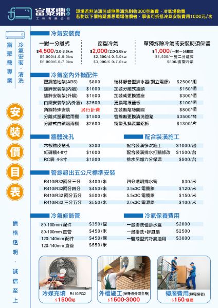 圖片 冷氣非標準安裝收費標準