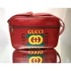 圖片 Gucci 523589 Logo 圖紋奶油軟牛皮休閒郵差斜背包 紅色