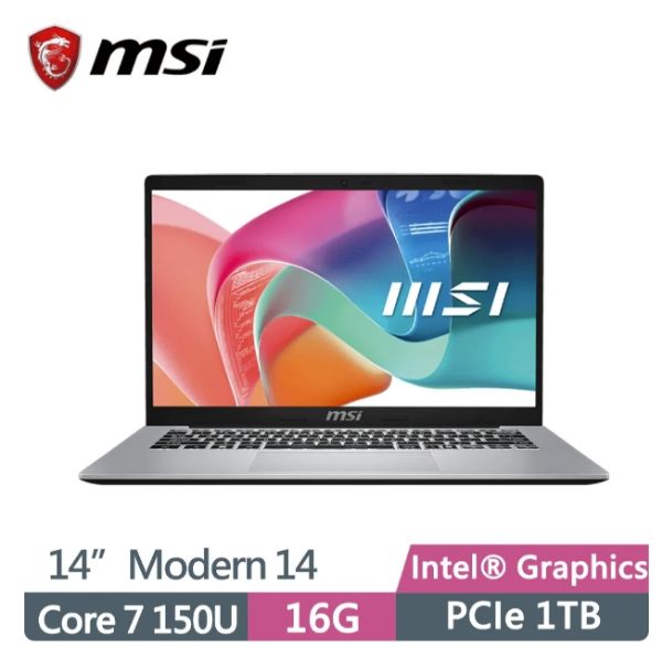 圖片 ⭐️MSI 微星 Modern 14 F1MG-003TW 銀14吋筆電(Core 7 150U/16G/1TB SSD/W11/FHD)⭐️