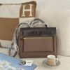 圖片 Hermès Herbag Zip 31 大象灰配烏木色金釦手提肩背包