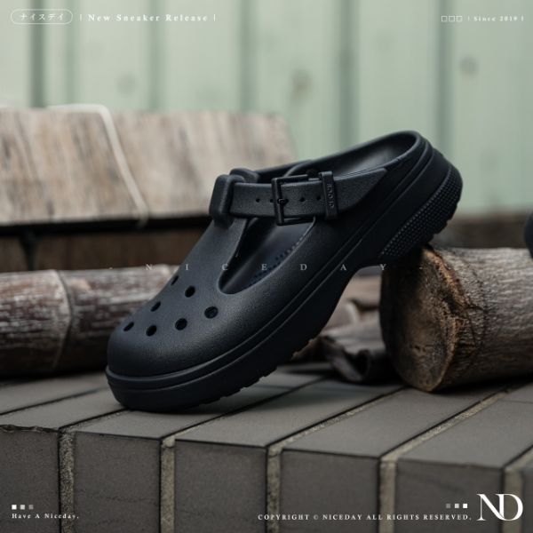 NICEDAY 現貨 Crocs Classic Crush 洞洞鞋 厚底 踩屎感 黑