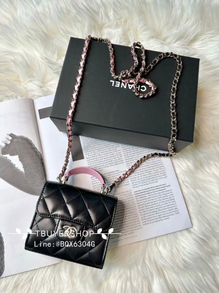 圖片 Chanel 黑粉 淡金 手柄鏈條小方包 Blackpink