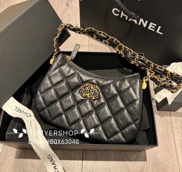 圖片 Chanel 黑金19hobo 腋下包 小號