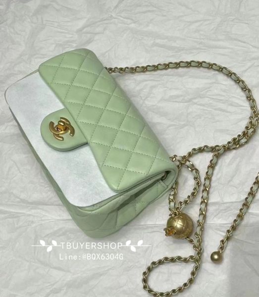 圖片 Chanel 金球cf20 氣泡綠金扣mini