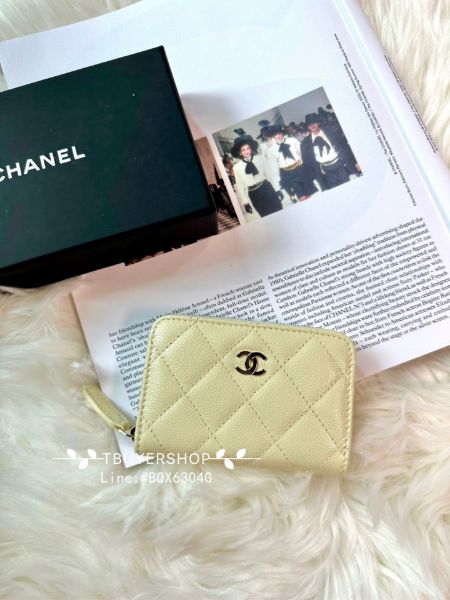 圖片 Chanel cf 小雞黃 淡金 荔枝皮  拉鍊錢包/卡包