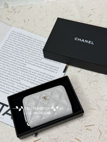 圖片 Chanel 25c 灰色 荔枝皮 拉鍊錢包/卡包