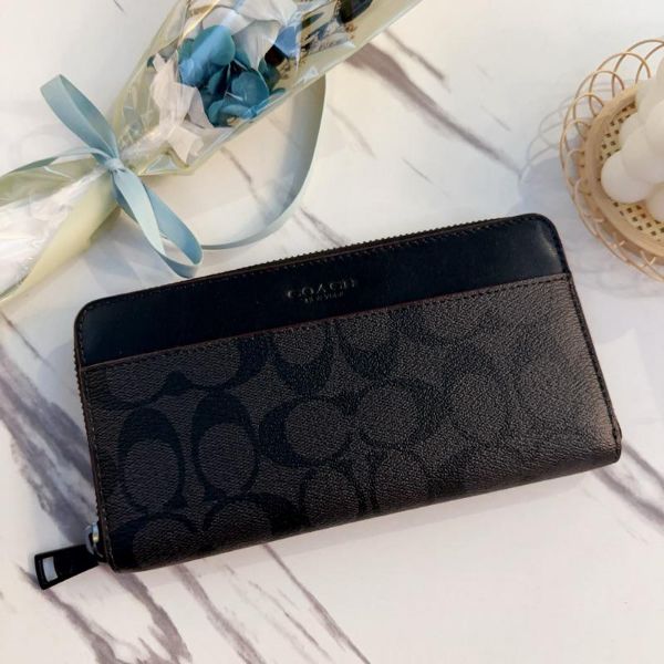 圖片 Coach滿版黑拉鍊男長夾