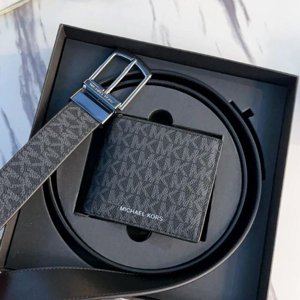 圖片 Mk男士短夾+皮帶禮盒組