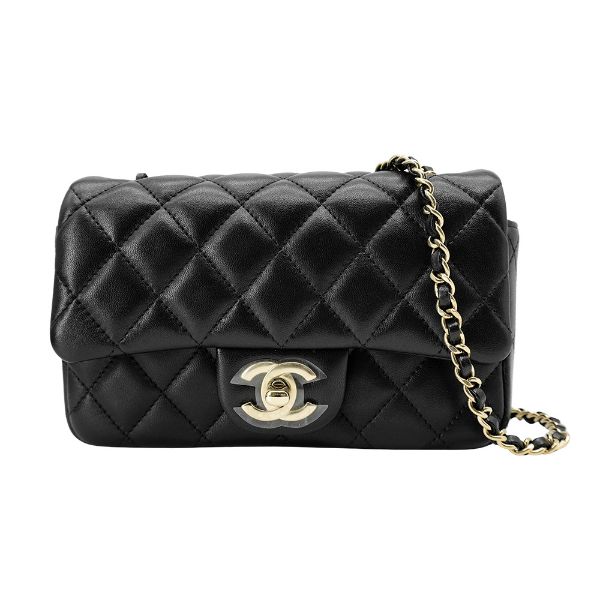 圖片 Chanel Mini Coco 菱格羊皮金釦斜背包-18cm(AS5219-黑)