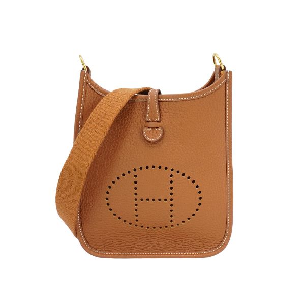 圖片 Hermes Mini Evelyne TC牛皮金釦斜背包(金棕)