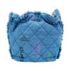 圖片 Chanel 牛仔布淡金釦斜背水桶包(AS3027-牛仔藍)