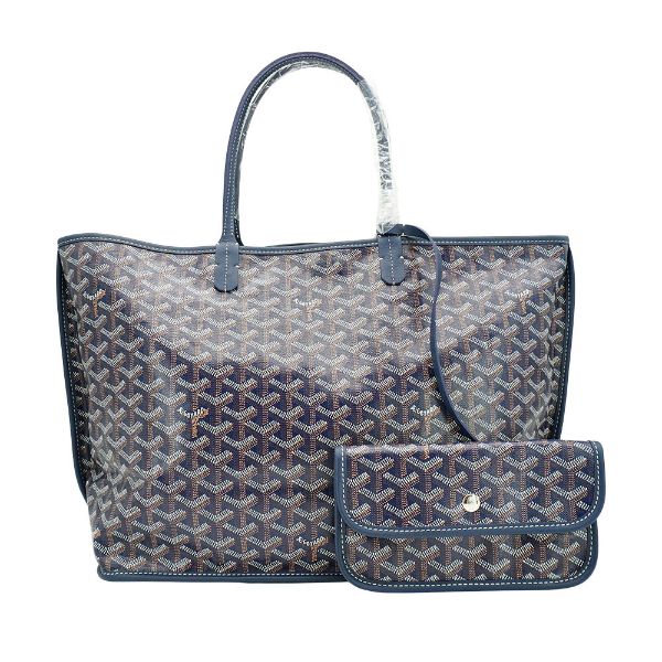 圖片 Goyard Anjou PM 印花帆布拚牛皮雙面手提托特包(藍)