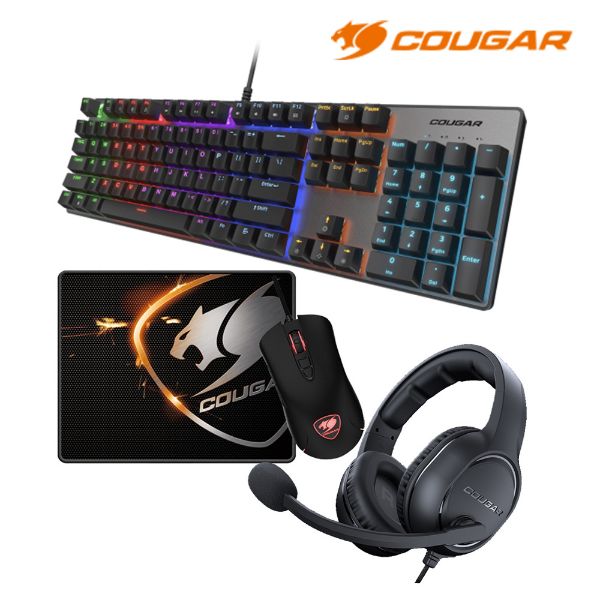 圖片 COUGAR美洲獅 [電競組合包 Ultimus EX機械鍵盤、MINOS T1滑鼠鼠墊、HX330耳機]