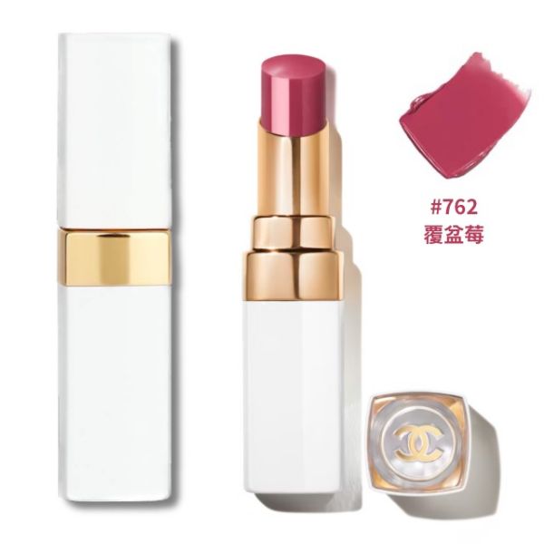 圖片 CHANEL 香奈兒美妝 ROUGE COCO BAUME SHINE持色潤唇膏 3g #762覆盆莓RASPBERRY KISS - 晶亮小白管/2025春季限量彩妝