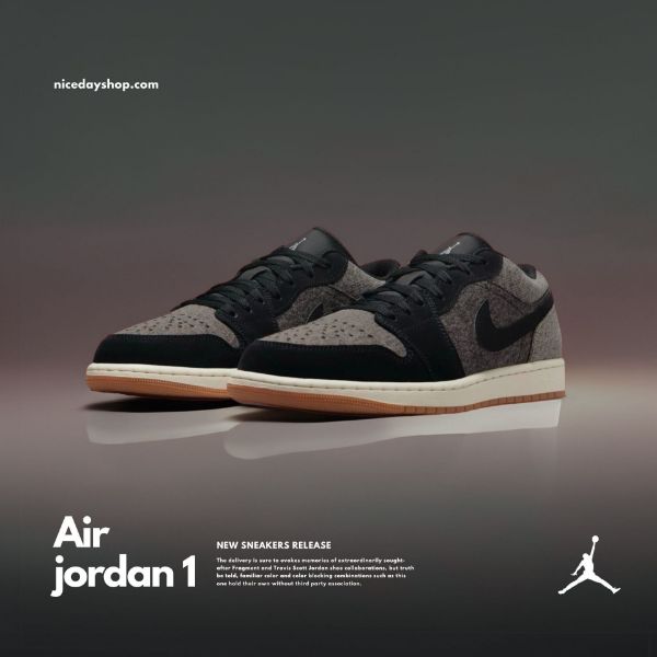 NICEDAY 現貨 Air Jordan 1 Low 黑灰 單寧 男款 HJ4360-001