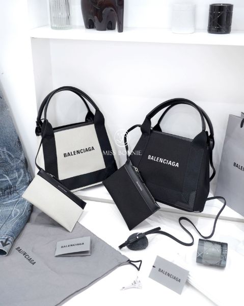 圖片 BALENCIAGA XS帆布包-黑白/黑-