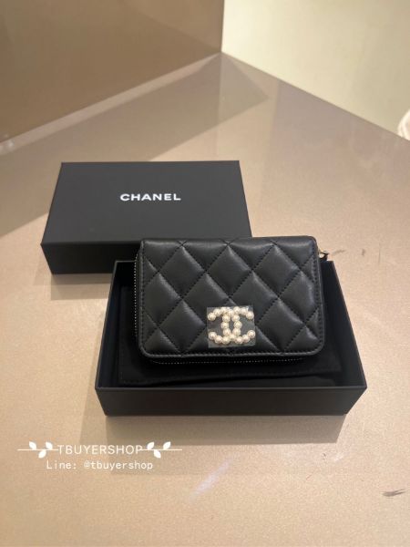 圖片 Chanel 24p 黑金 珍珠大雙c 新款拉鍊錢包 更實用耐裝