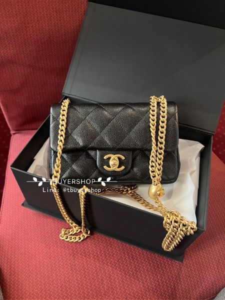 圖片 Chanel 24p 愛心調節扣  黑金 荔枝皮 19cm