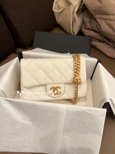 圖片 Chanel 24p 愛心調節 白金 荔枝皮 19cm
