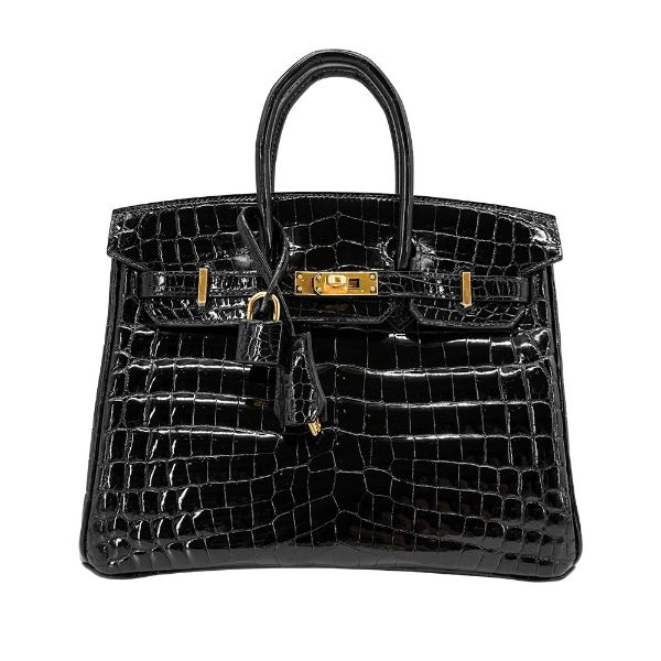 圖片 Hermes Birkin 稀有鱷魚皮金釦手提鉑金包-25cm(U刻/89黑)