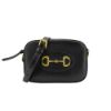 圖片 Gucci 展示品 1955 Horsebit 牛皮馬銜釦金拉鍊斜背相機包(760196-黑)