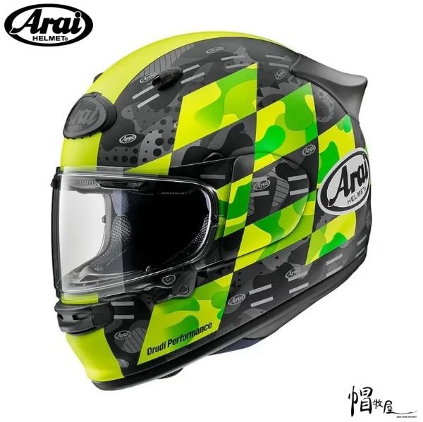 圖片 【帽牧屋】ARAI Astro-GX CHECKER YELLOW 黃 消光 彩繪  休閒 全罩式 安全帽  藍芽預留耳機孔 雙D扣 全罩