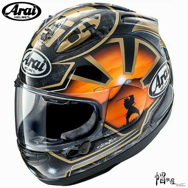 圖片 【帽牧屋】ARAI RX7X Pedrosa Spirit Gold 金武士 亮面 選手彩繪 全罩 安全帽  限量 藍芽預留耳機孔 雙D扣