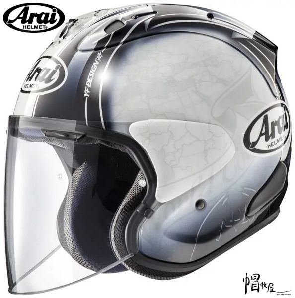 圖片 【帽牧屋】ARAI VZ-RAM HARADA TOUR 黑白 亮光 彩繪 頂級 3/4 半罩 安全帽 藍芽預留耳機孔 雙D扣  透氣