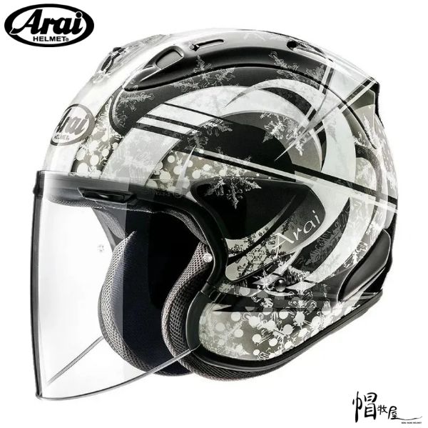 圖片 【帽牧屋】ARAI VZ-RAM Snow Dome 黑 亮光 彩繪 頂級 3/4 半罩 安全帽 藍芽預留耳機孔 雙D扣  透氣