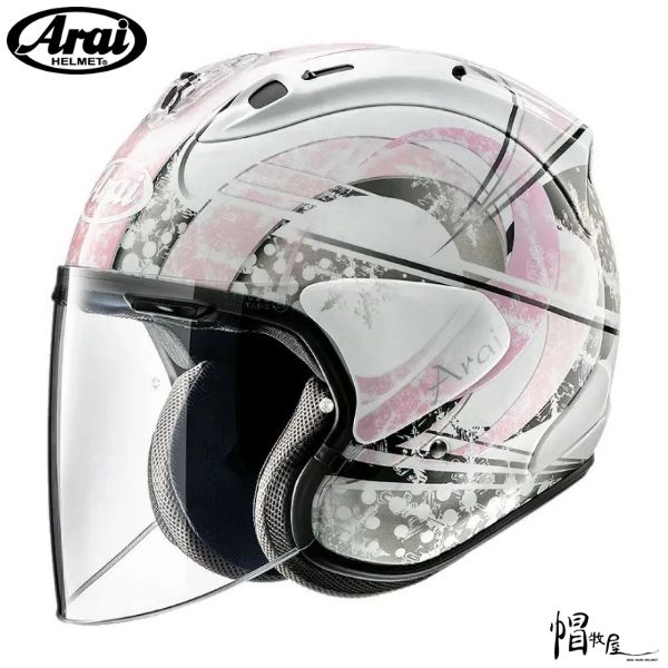 圖片 【帽牧屋】ARAI VZ-RAM Snow Dome 粉 亮光 彩繪 頂級 3/4 半罩 安全帽 藍芽預留耳機孔 雙D扣  透氣