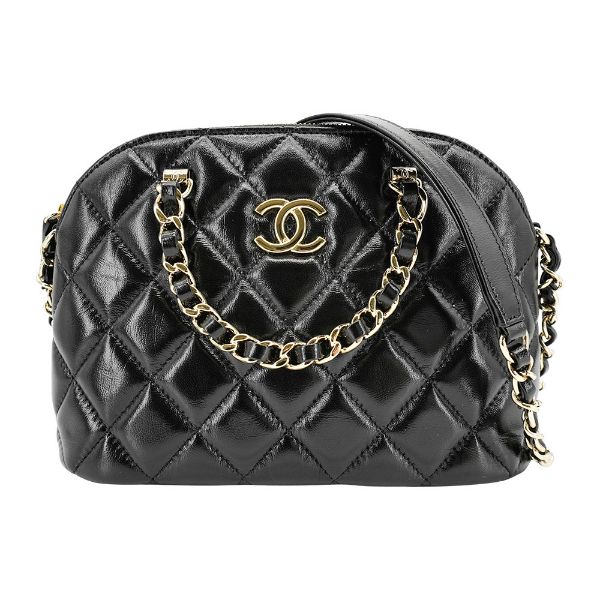 圖片 Chanel 展示品 Matelasse 亮面羊皮淡金鍊二用貝殼包-小(AS5130-黑)