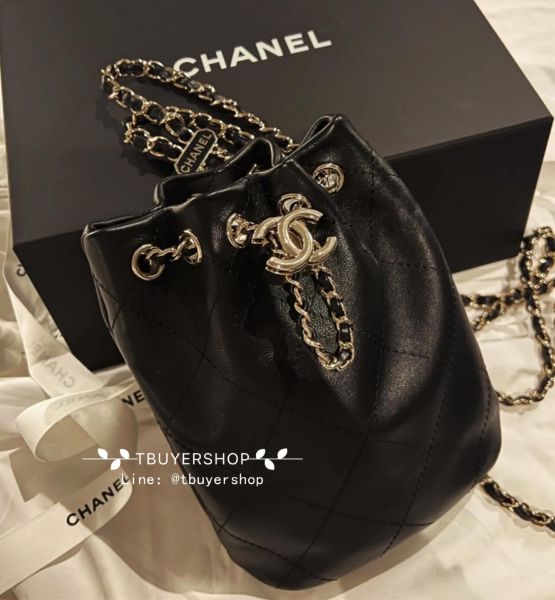 圖片 Chanel 24c 爆款🔥黑金 牛皮 水桶後背包 閉眼入超好看